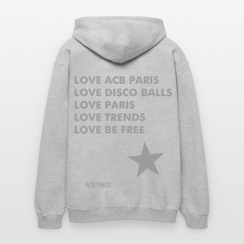 Sweat à capuche LOVE ACB PARIS - gris clair chiné