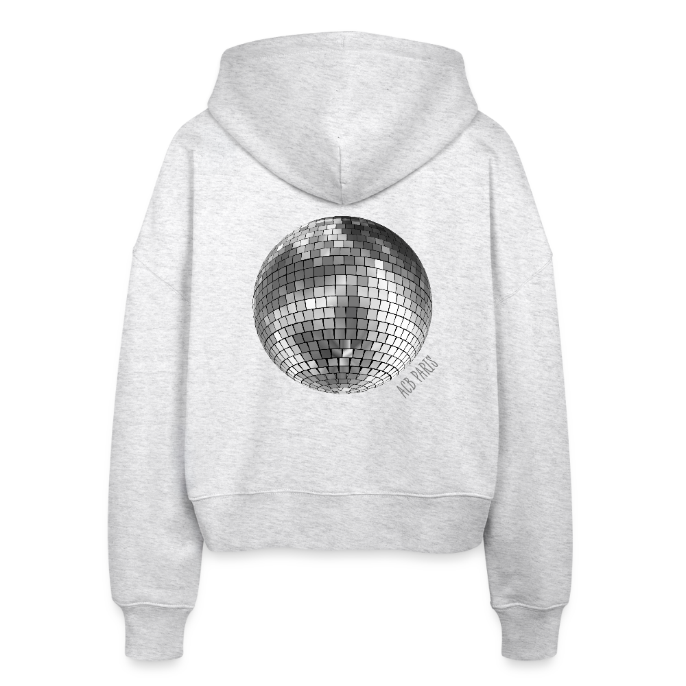 Veste cour à capuche bio boule disco pour Femme - blanc chiné