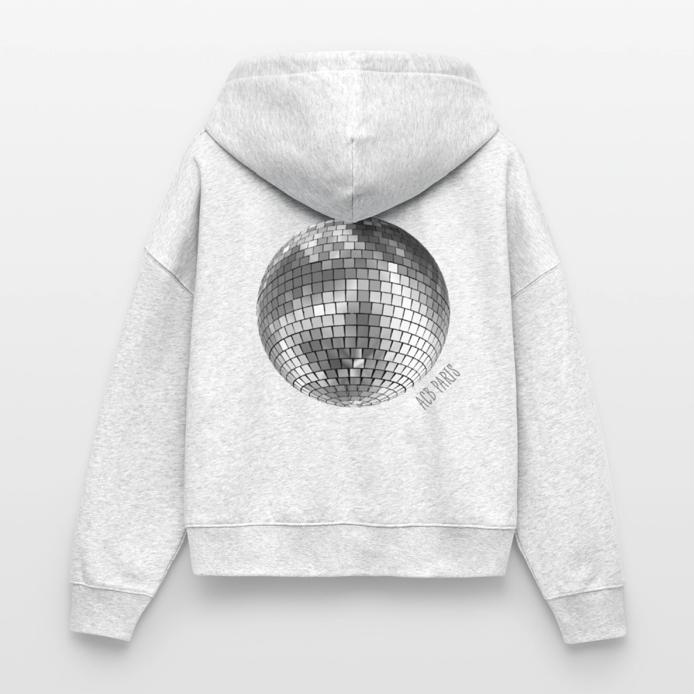 Veste cour à capuche bio boule disco pour Femme - blanc chiné