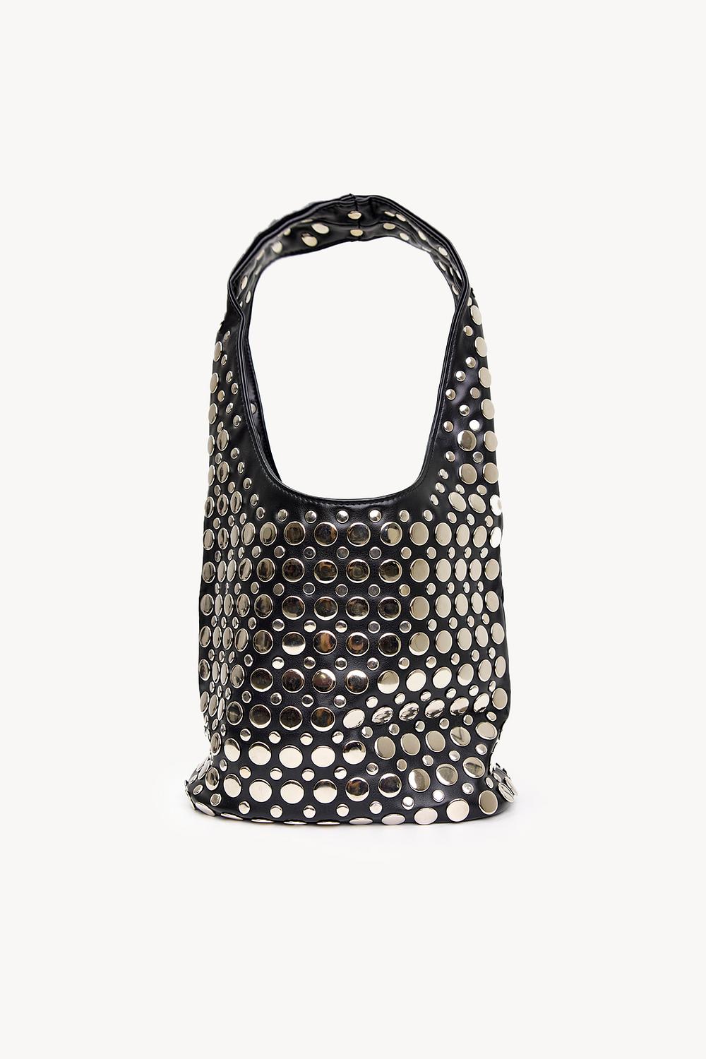 Sac noir bandoulière à clous - ACB-PARIS