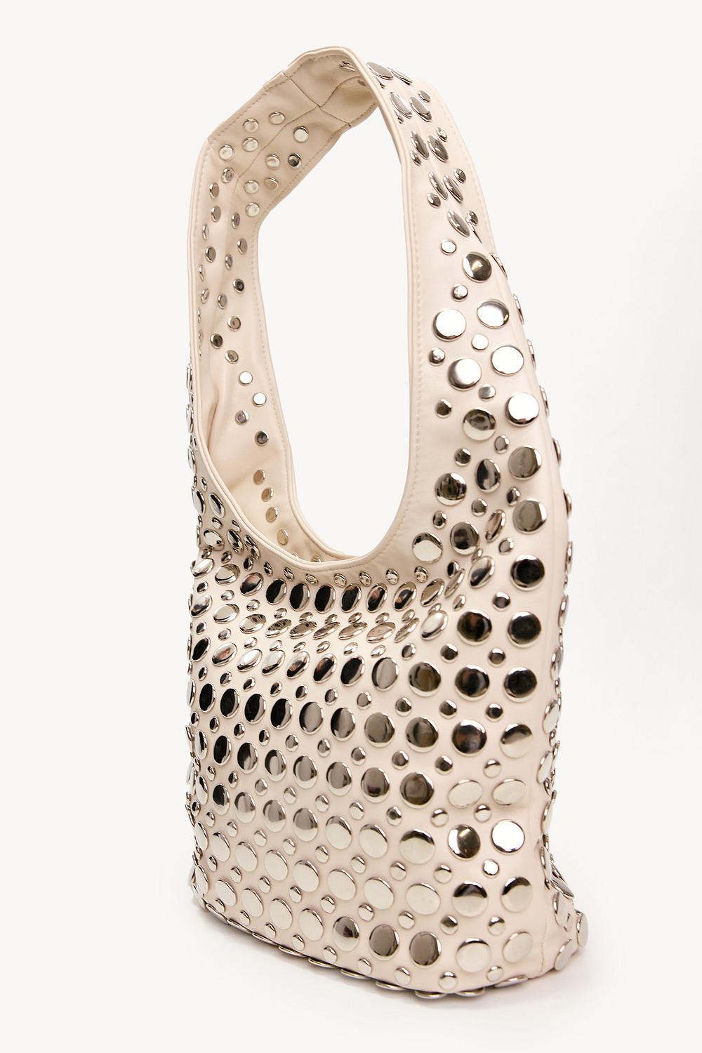 Sac beige bandoulière à clous - ACB-PARIS