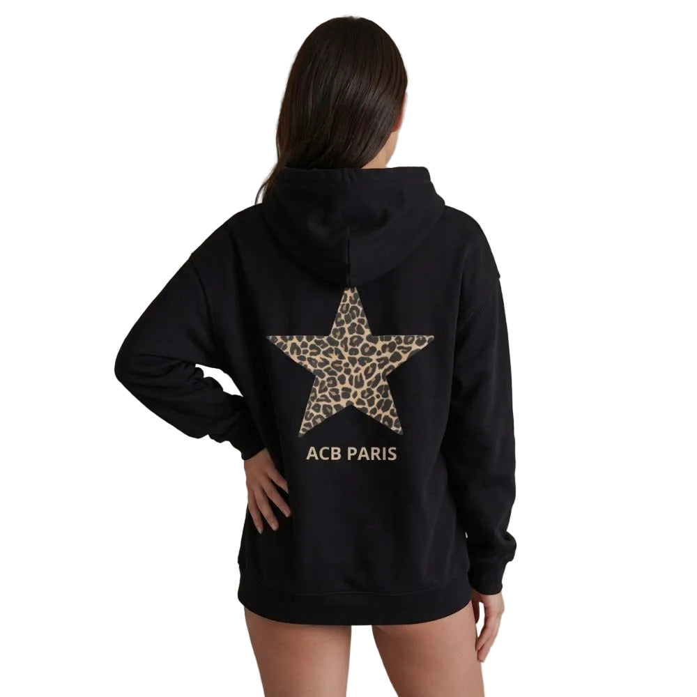 Sweat à capuche Étoile léopard