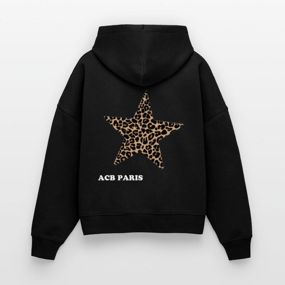 Hoodie star léopard - black