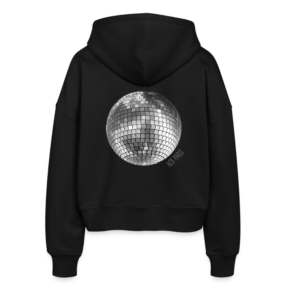 Veste cour à capuche bio boule disco pour Femme - noir