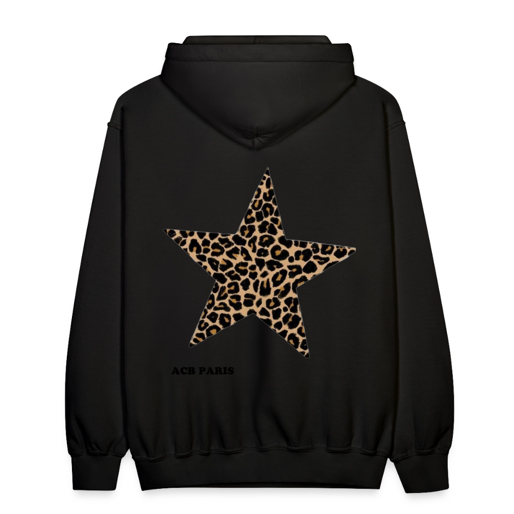 Hoodie star léopard - black