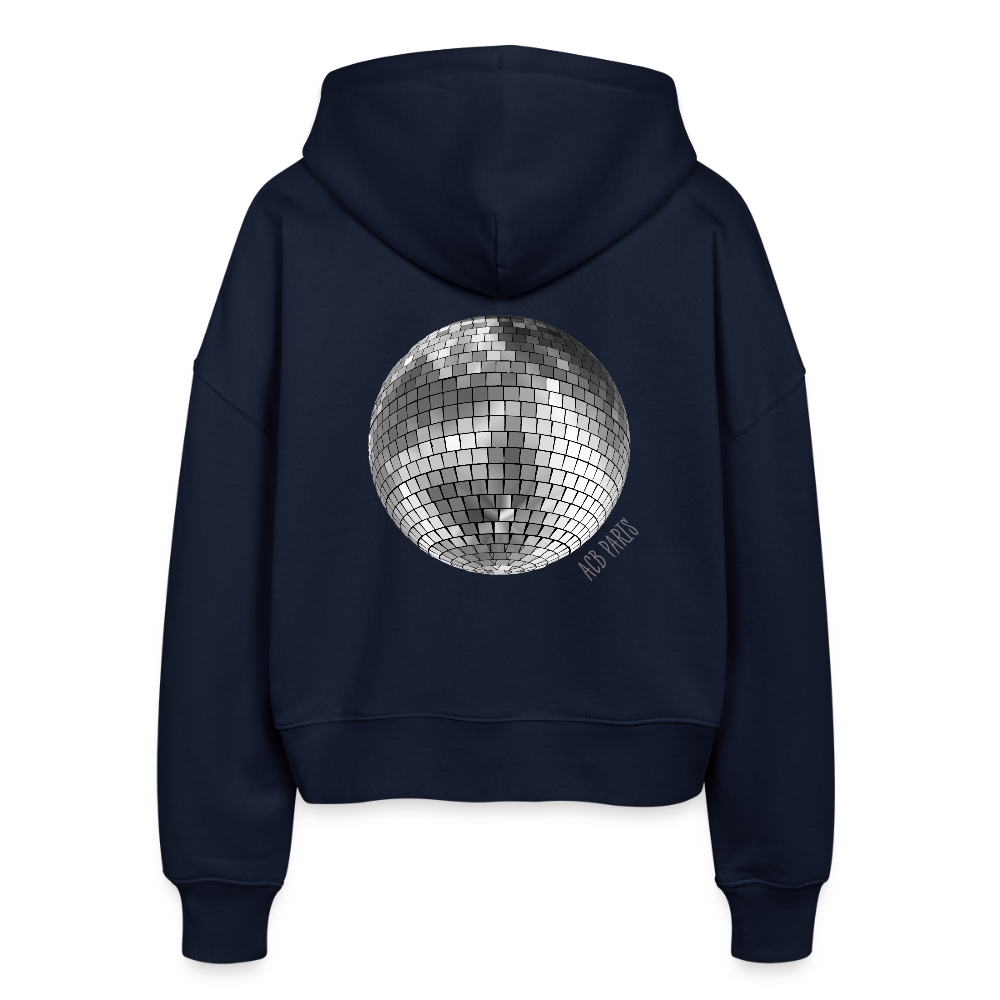 Veste cour à capuche bio boule disco pour Femme - marine