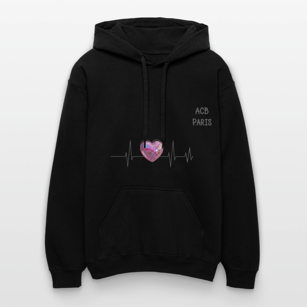 Sweat à capuche Coeur battant - noir