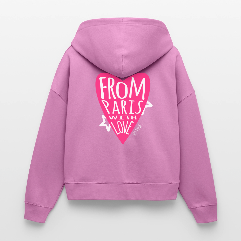 Sweat à Capuche court Paris love - ACB-Paris pour femme - rose