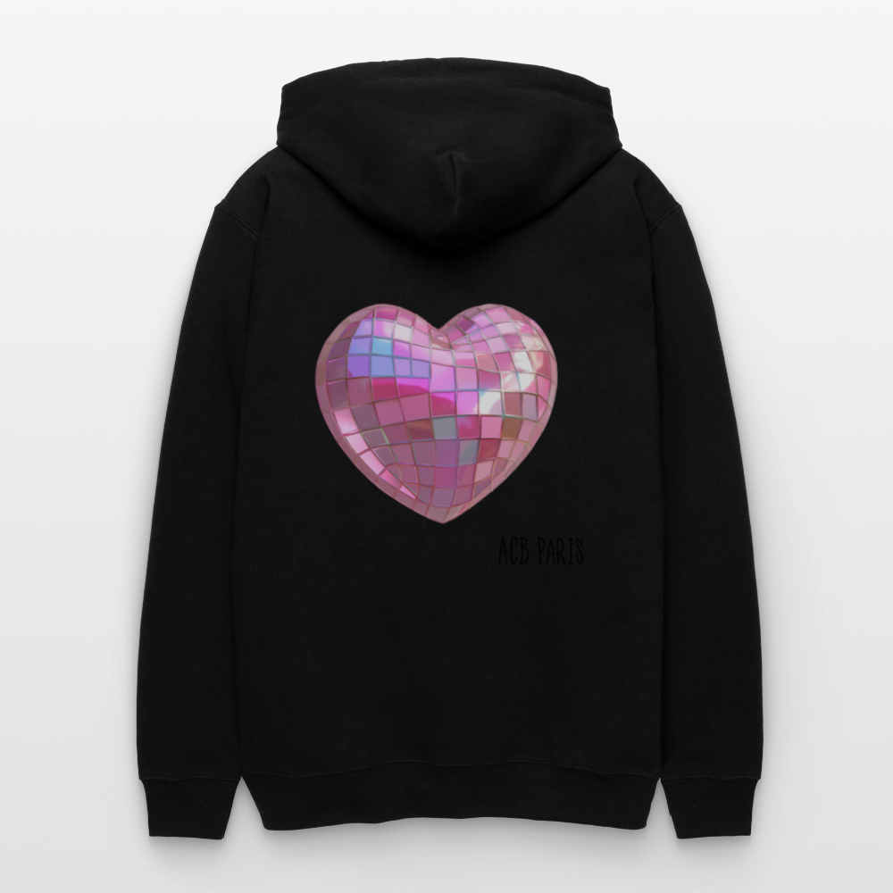 Sweat à capuche coeur acb oversize unisexe zenlio - noir