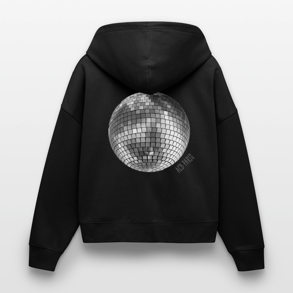 Veste cour à capuche bio boule disco pour Femme - noir