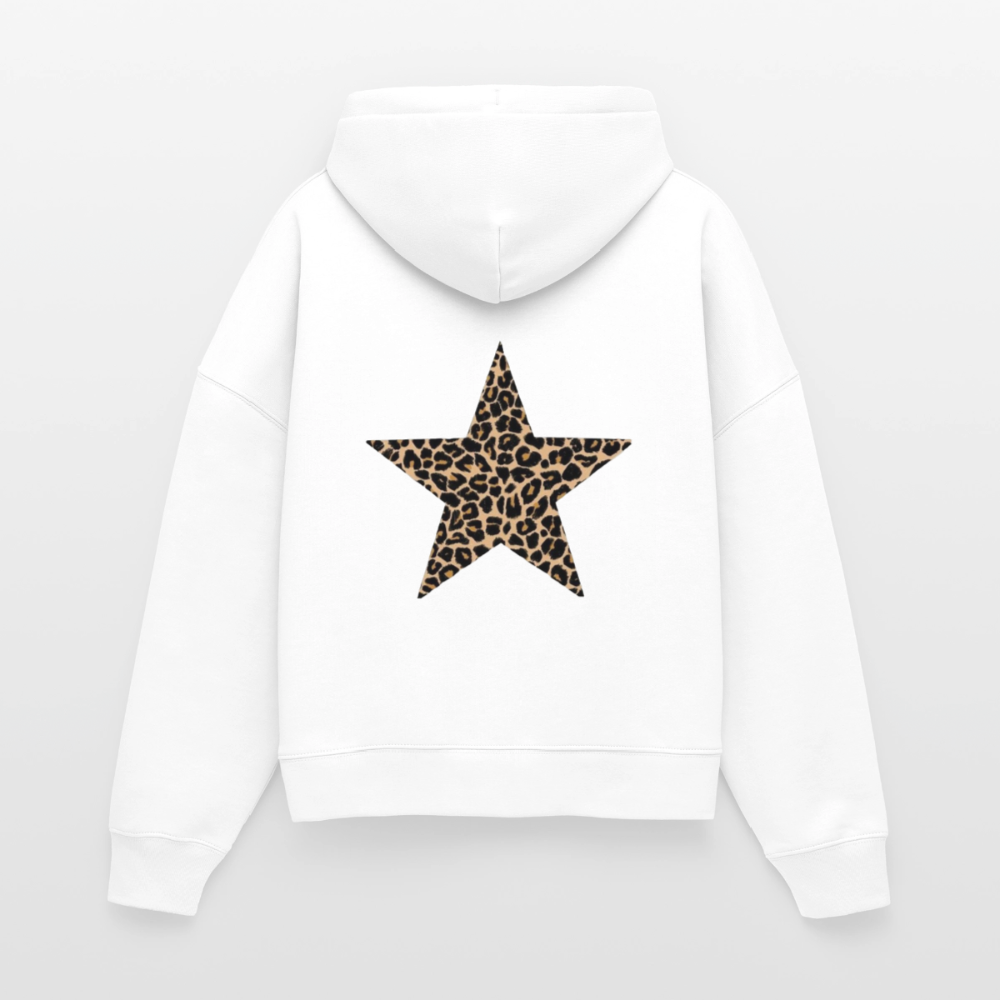 Hoodie boxy Star léopard - white