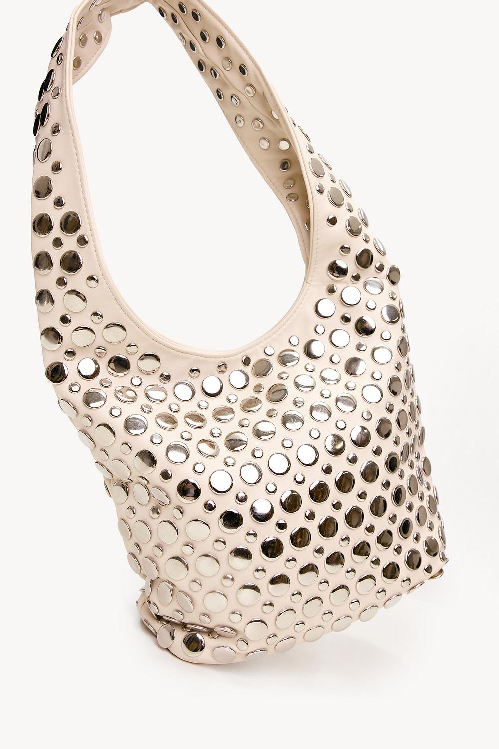Sac beige bandoulière à clous - ACB-PARIS